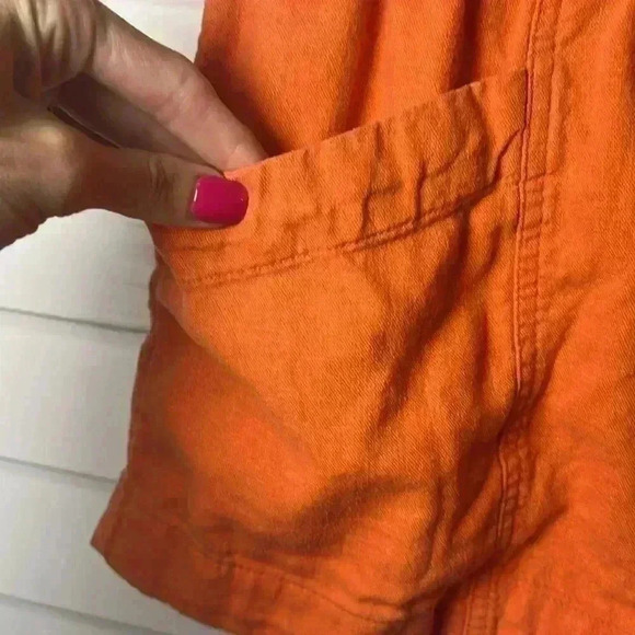 A New Day High Rise Linen Pull On Shorts Size Medium Orange - Picture 2 of 6